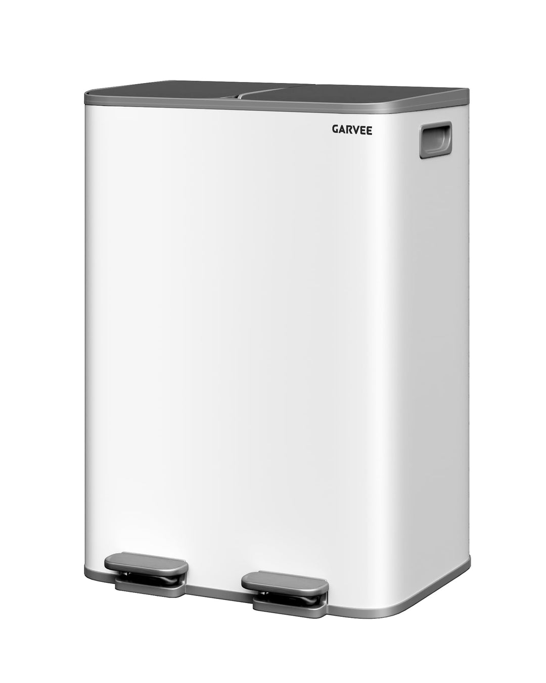 GarveeHome Mülleimer Küche, 2 x 30 L, Mülltrennsystem 2 Fächer, Metall-Tretmülleimer mit Seitlichem