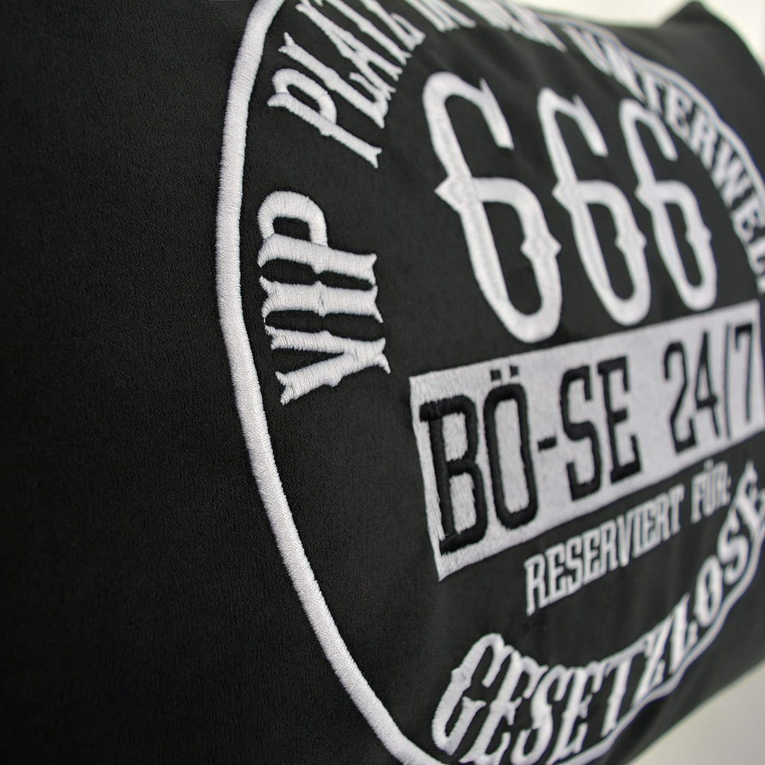 EXPRESS-STICKEREI Dekokissen mit Spruch Deko Heavy-Metal Kissen mit Bezug Biker Zierkissen Rocker Po