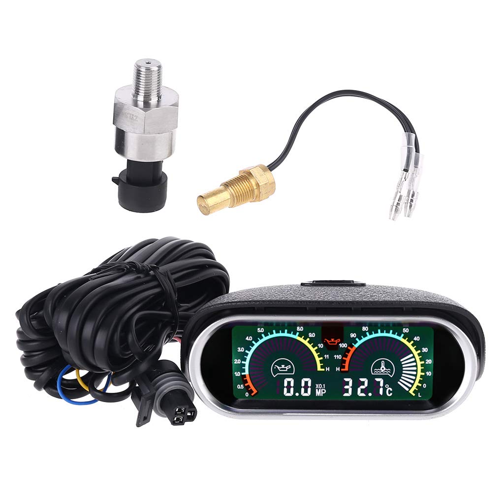 Buwei 2 Funktionen 12V / 24V Universal Truck Auto Öldruckanzeige + Wassertemperaturanzeige Set Meter