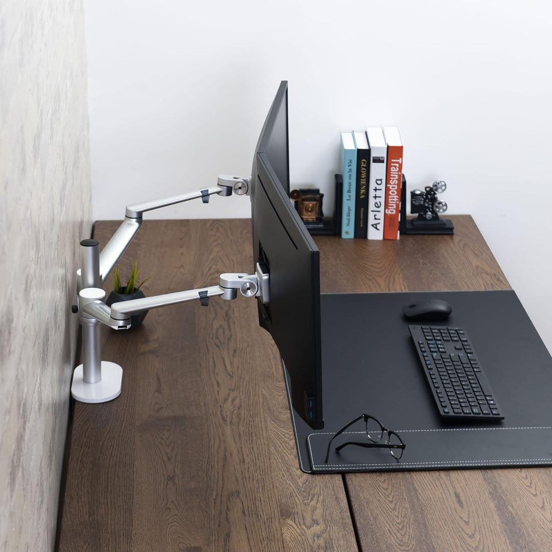ThingyClub® Adjustable Aluminium Universal Full Motion Desk Mount Arm Stand Bracket (Dual Monitors -