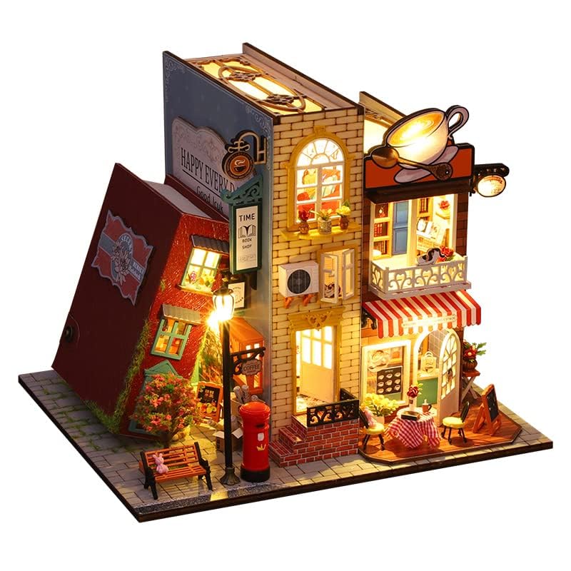 CRIOLPO Book Nook Kit-DIY Puppenhaus Holz Miniatur Haus Kit, Buch Ecke Miniatur Kit für Erwachsene T