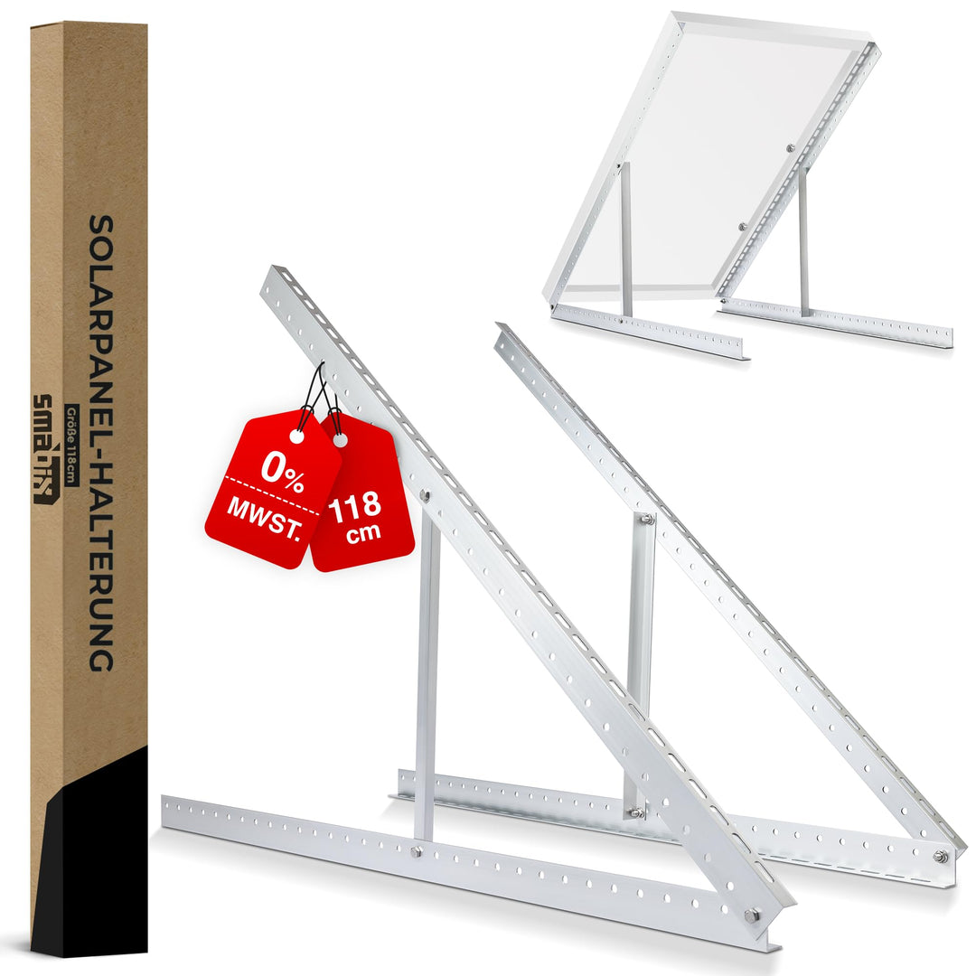 SMABIX® Solarpanel Halterung, [EXTREM ROBUST & LANGLEBIG] Halterung Balkonkraftwerk, 118 cm, 0-90 Gr