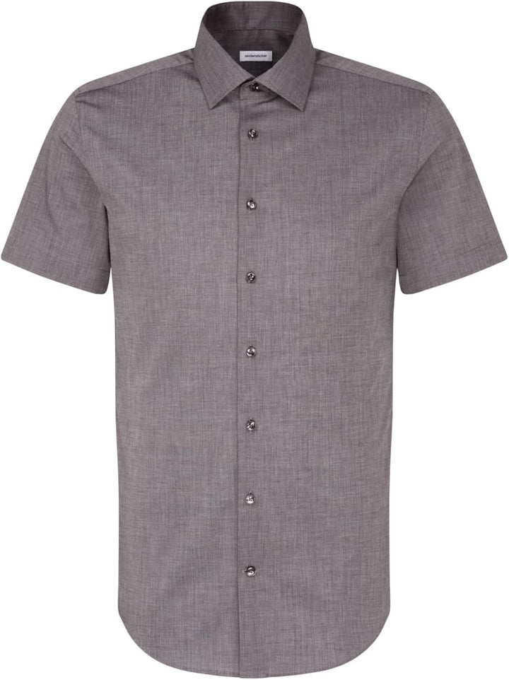 Seidensticker Herren Men Slim Shortsleeve Cotton Businesshemd (1er Pack) 36 Dunkelgrau(666261), 36 D