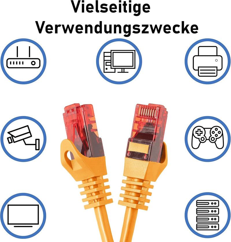 BIGtec - 10 Stück - 30m Gigabit Netzwerkkabel Patchkabel Ethernet LAN DSL Patch Kabel orange (2x RJ-