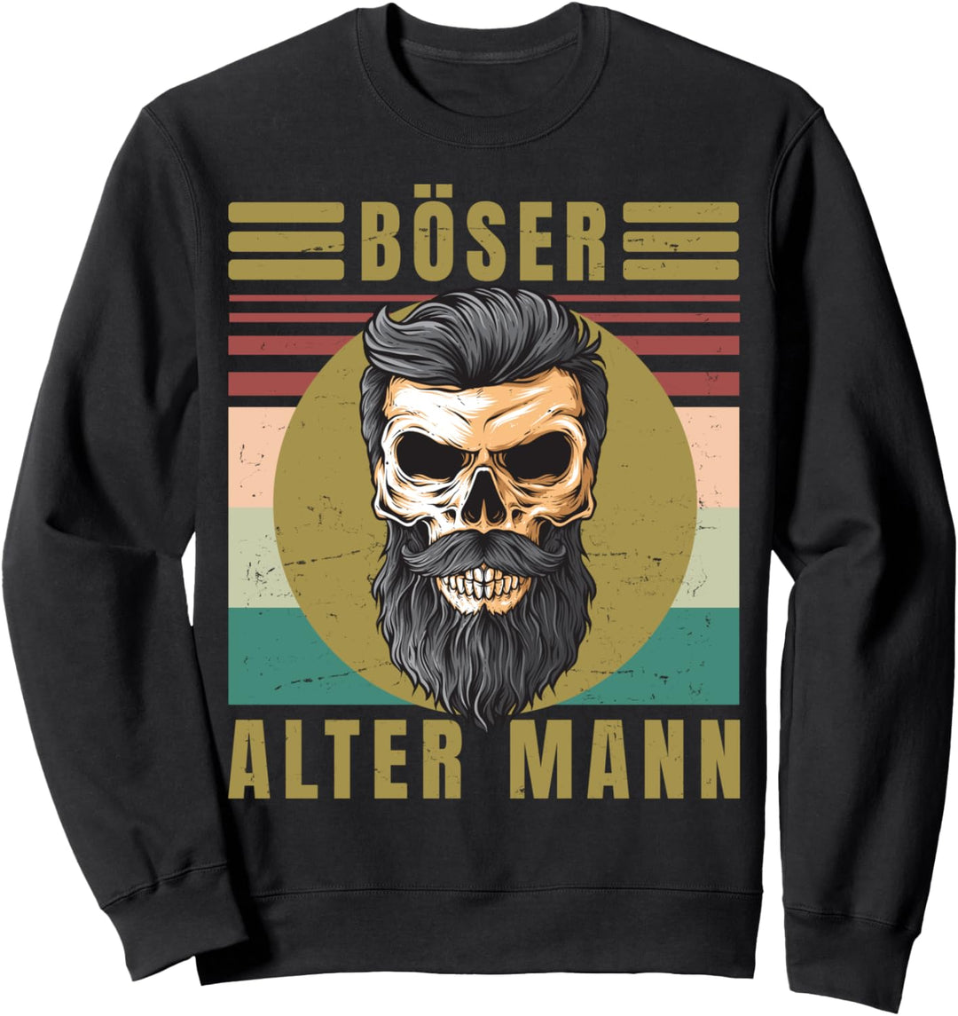 Herren Böser alter Mann - Totenkopf Vintage - Biker - Gang Sweatshirt