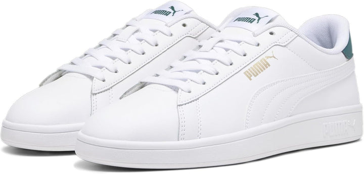 PUMA Herren Smash 3.0 L Sneaker 45 EU Puma White Malachite Puma Gold, 45 EU Puma White Malachite Pum