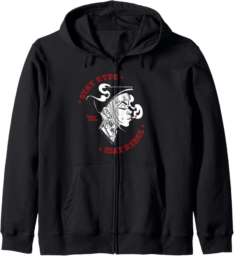 "Stay Rude Stay Rebel" Skinhead Girl Skinbyrd Ska Punk Kapuzenjacke