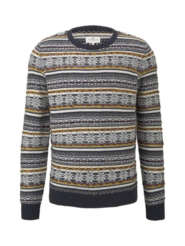 TOM TAILOR Herren Pullover &amp; Strickjacken winterlicher Jacquard-Pullover Blue Jacquard,XL,20841,6000
