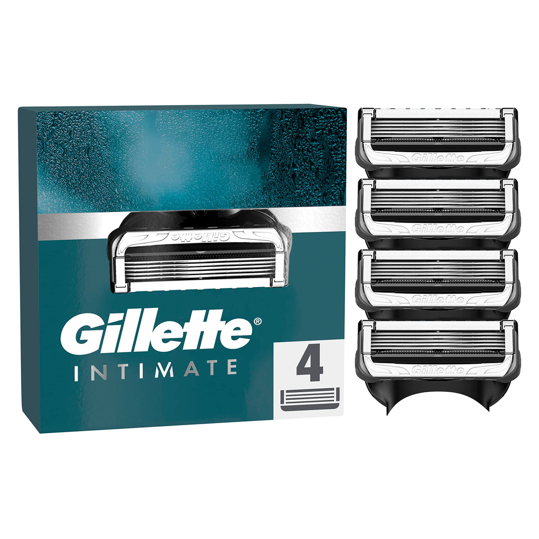 Gillette Intimate Rasierklingen, 4 Ersatzklingen für Nassrasierer Herren, mit verbesserten Gleitstre