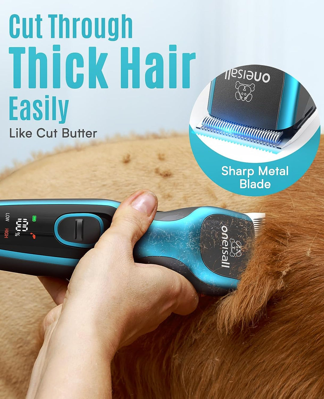 oneisall Leise Hundeschermaschine, Profi Schermaschine Hund Katze, Elektrische Tierhaarschneidemasch