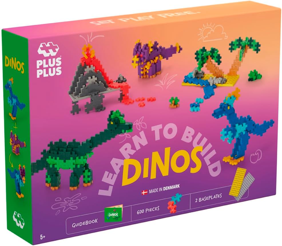 Plus-Plus 9603918 Geniales Konstruktionsspielzeug, Learn to Build, Dinosaurier, Kreativ-Bausteine, 6