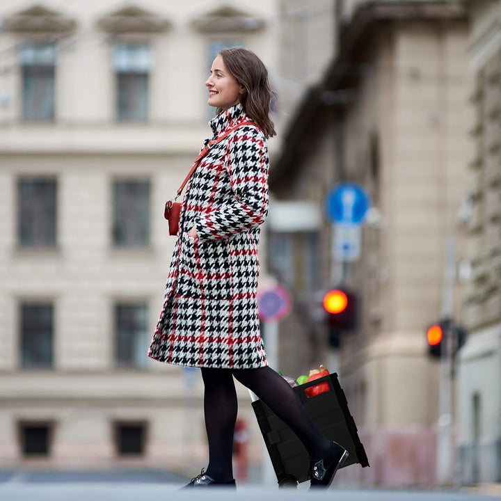 Relaxdays Einkaufstrolley klappbar, mit Teleskopgriff & Deckel, Transporttrolley, bis 35 kg, HBT 99x