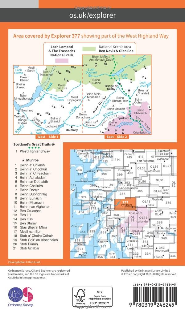 Loch Etive and Glen Orchy (OS Explorer Map, Band 377), Karte
