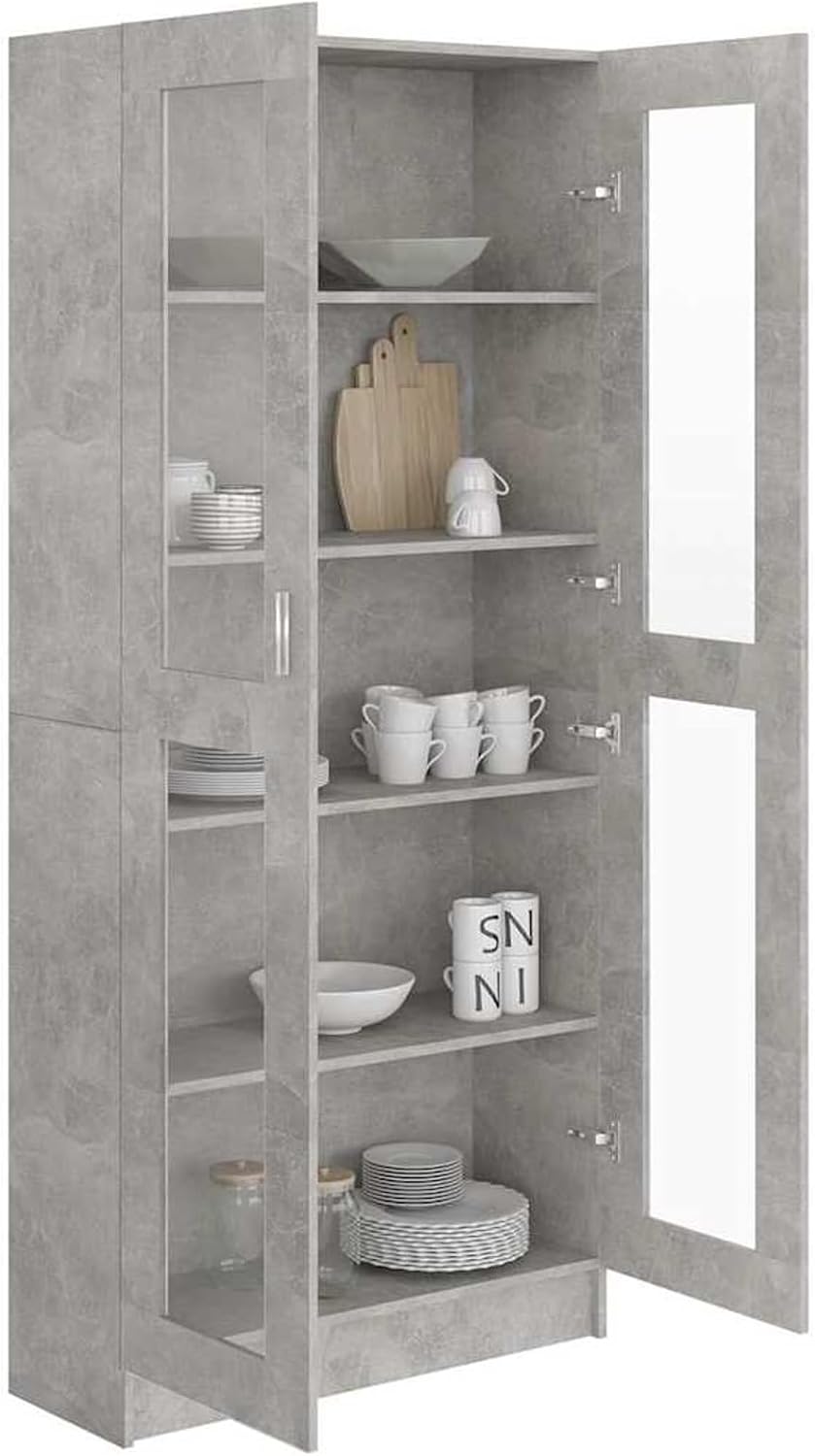 Keketa Vitrinenschrank Bücherschrank Aktenschrank Vitrine Schrank Büroschrank Standvitrine mit 5 Fäc
