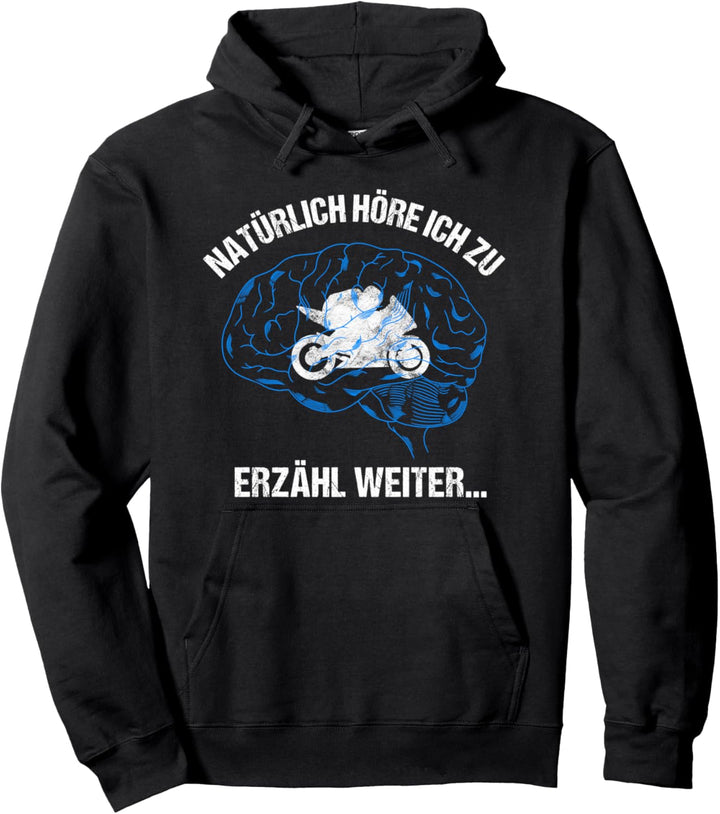 Motorrad im Kopf Lustiger Motorsport Biker Gehirn Spruch Pullover Hoodie