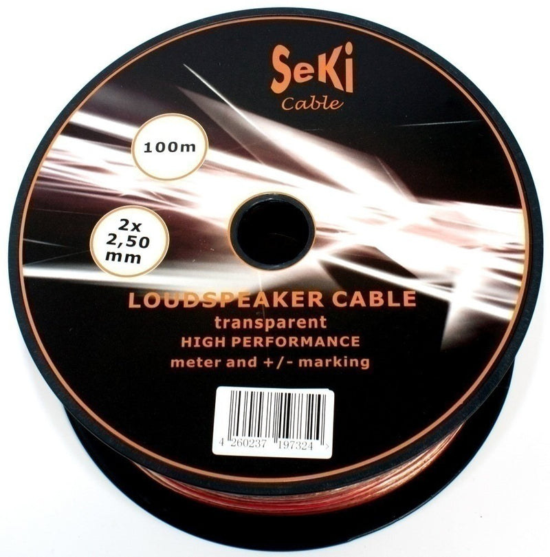 SeKi 2x2,50mm2 - 100m - transparent - CCA - Audiokabel - Boxenkabel