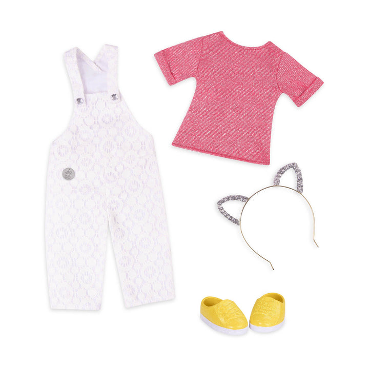 Glitter Girls - Glitzern und Glamour! - Glitter Girls Puppenkleidung - Latzhose Outfit - Katzenohren