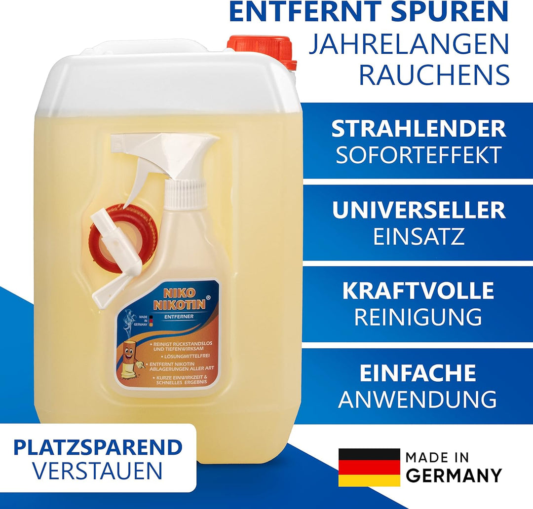 NIKO Nikotin® 6 Liter Kombi Kanister – Kunststoffreiniger in Profiqualität – Sprühflasche – hohe Rei