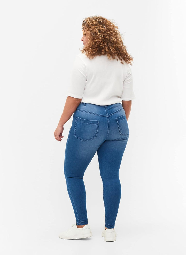 Zizzi Damen Grosse Grössen Amy Jeans Hohe Taille Slim Gr 56W / 32L Light Blue, 56W / 32L Light Blue