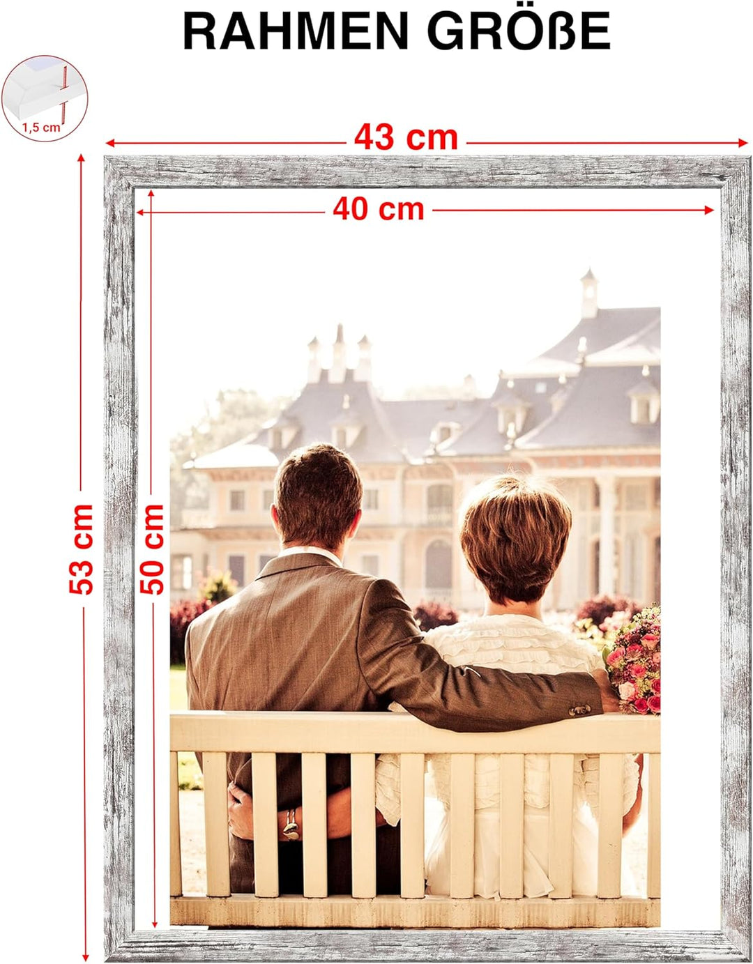 CABBEL Dreierpack (3 Stk.) Bilderrahmen 40x50 cm MDF Holz-Rahmen in Birke | mit bruchsicherem Plexi-