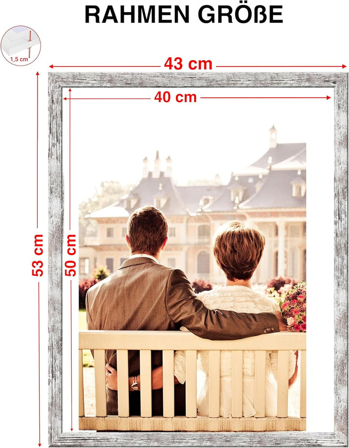 CABBEL Dreierpack (3 Stk.) Bilderrahmen 40x50 cm MDF Holz-Rahmen in Birke | mit bruchsicherem Plexi-