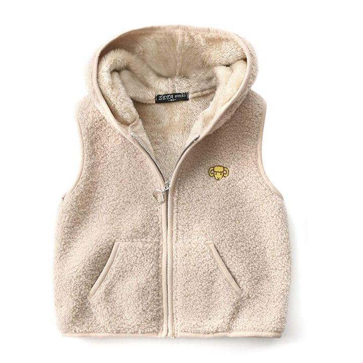 Happy Cherry Jungen Mädchen Fleece-Weste Flauschig Atmungsaktive Outdoor 90 Beige, 90 Beige