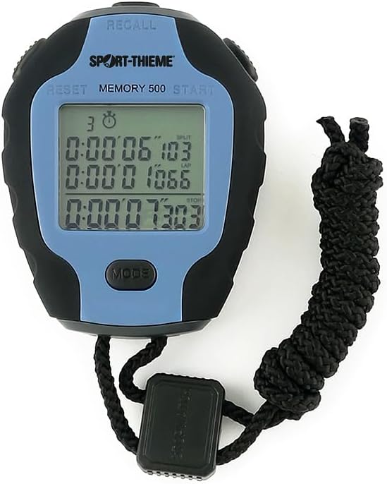 Sport-Thieme Stoppuhr Time Master 500 | Handstoppuhr, 500 Speicherplätze | Spritzwassergeschützt | S