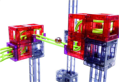 Qvolution Kugelbahn – Advanced set 72 / Kugelbahn aus Kunststoff mit starken Magneten