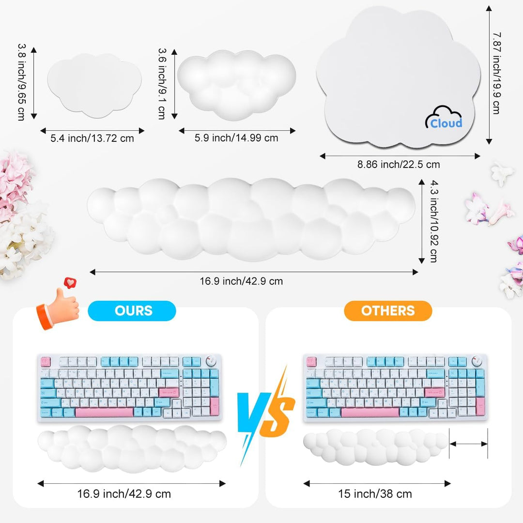 JIKIOU Cloud Handgelenkauflage Tastatur aus Leder mit rutschfester PU-Basis, bequemer Memory-Schaum