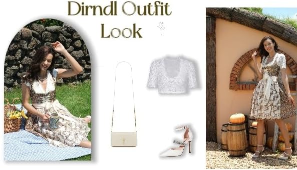 Dirndlwelle Dirndl Damen,Dirndl Schuhe Damen Elegante Kleid für Besondere Anlässe Trachtenkleid Dame
