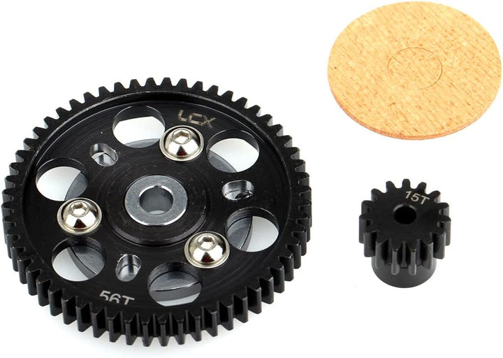 LCX Racing 1/10 RC Crawler Auto gehärteter Stahl 32P 56T Sporengetriebe mit 15T Ritzel für axiales S