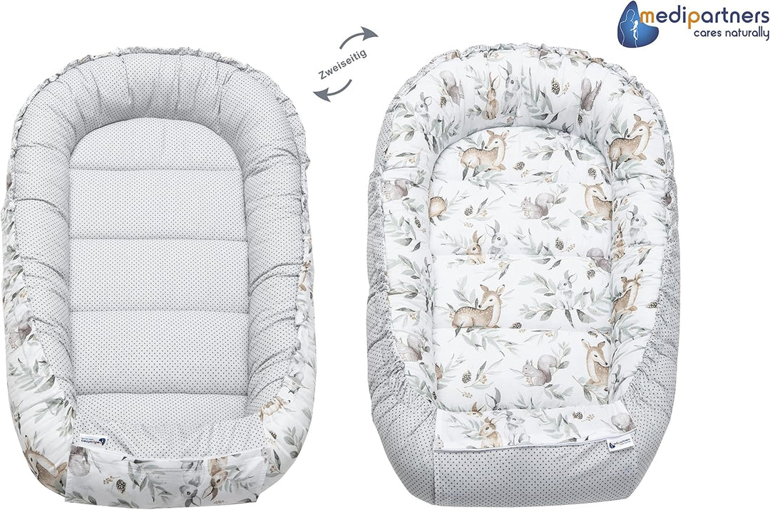 Medi Partners Babynest Kuschelnest Babynestchen 100% Baumwolle Nestchen Reisebett für Babys Säugling