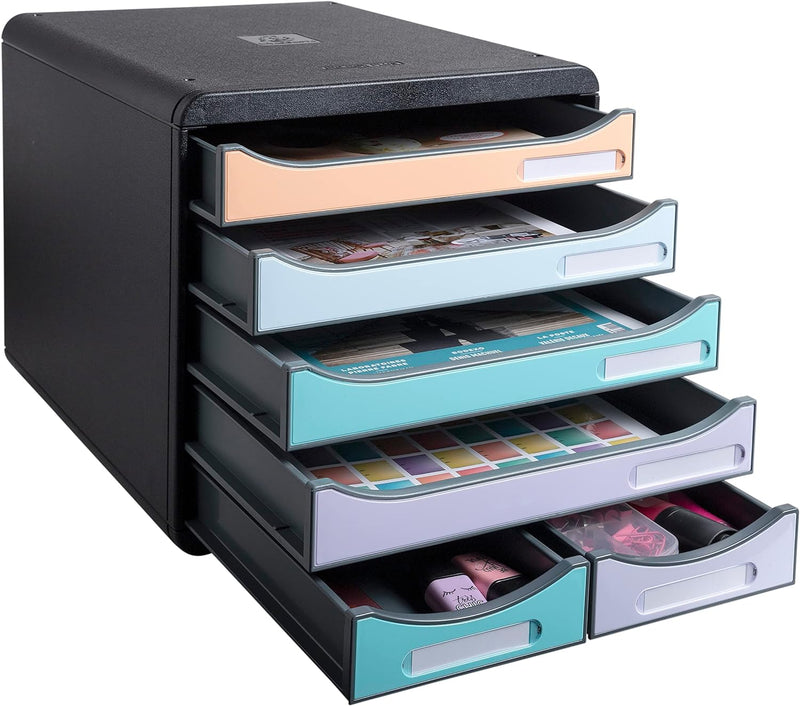 Exacompta 3127296D Ablagebox Aquarel aus Recycling-Kunststoff mit 4 Schubladen für DIN A+ und 2 Schu