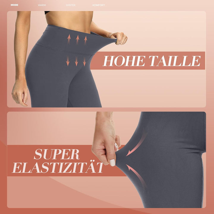 HLTPRO Thermo Leggings Damen im Winter, High Waist Thermohose Gefütterte Thermoleggins Warm Blickdic