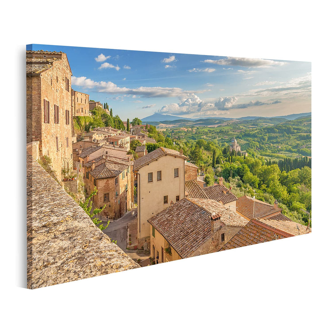 islandburner Bild auf Leinwand Landschaft Der Toskana Von Den Wänden Von Montepulciano Italien Bilde