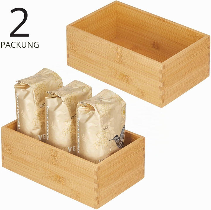 mDesign Bambusbox zur Küchenaufbewahrung – Schubladenbox aus Bambusholz – Aufbewahrungsbox für den K