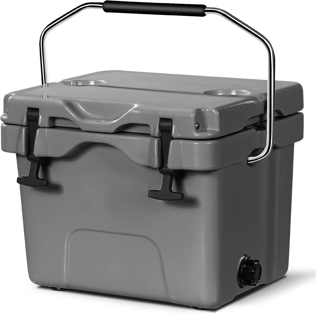 COSTWAY Kühlbox 15 Liter, Isolierbox tragbar mit Griff & Ablassstopfen & Getränkehalter, Thermobox W
