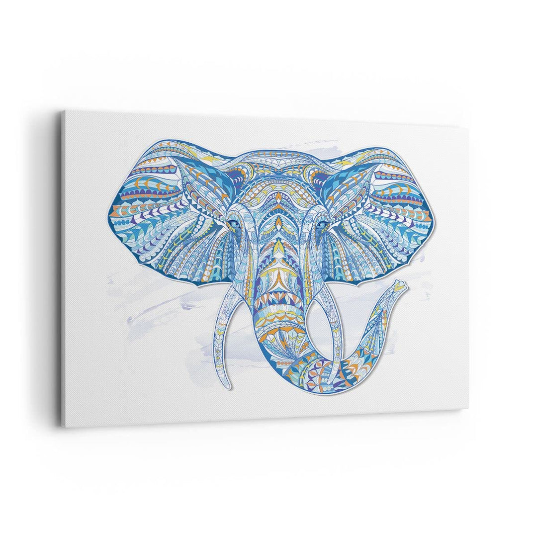 Bilder auf Leinwand 100x70cm Leinwandbild Elefant Muster Tierwelt Afrika Gross Wanddeko Bild Schlafz