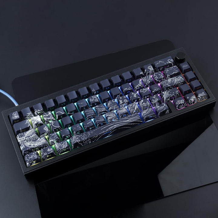 PBT Tastenkappen, 135 Tasten Double Shot Tastenkappen Seite graviert Transparent Keycap Set Cherry P