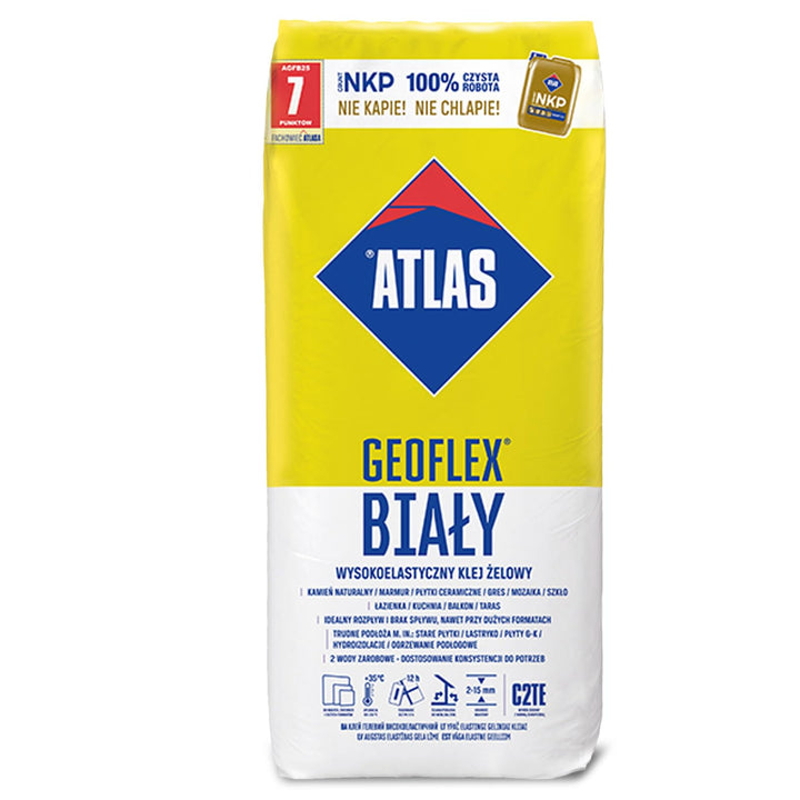 Atlas Natural Stone Adhesive Flexible Silica Gel Glue Class C2TE Atlas Geoflex 25 kg white