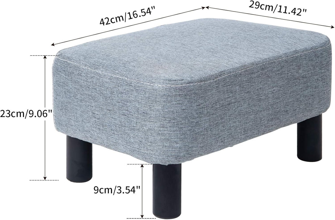 IBUYKE Kleiner Fusshocker, Hocker aus Leinenstoff, rechteckiger Ottoman mit gepolstertem Sitz, Kiefe