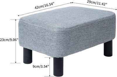 IBUYKE Kleiner Fusshocker, Hocker aus Leinenstoff, rechteckiger Ottoman mit gepolstertem Sitz, Kiefe