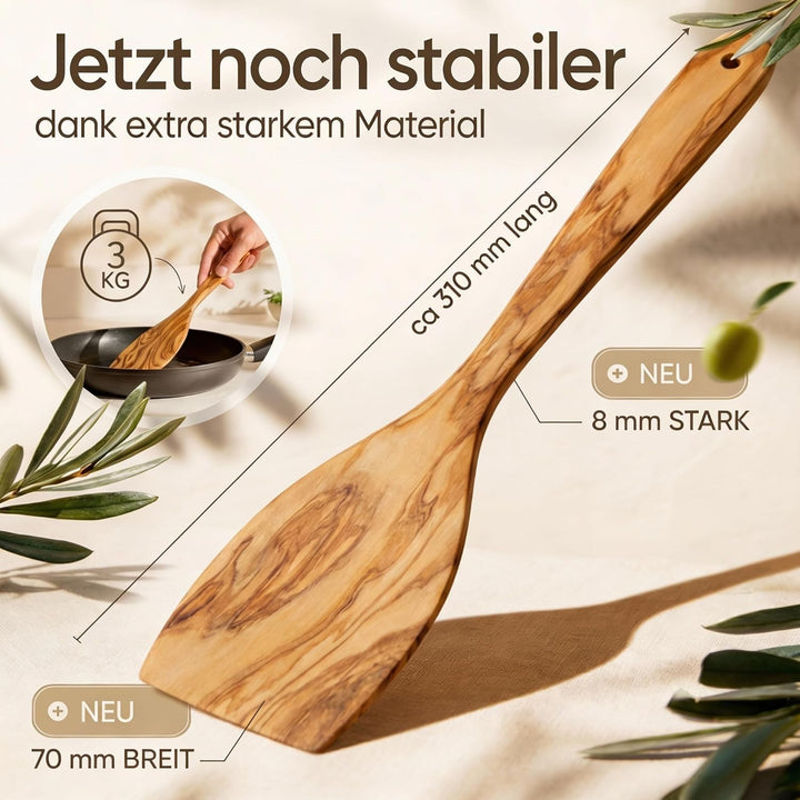 GOLDENBERG® Premium Kochlöffel Set + Halter | 8-teilig | feinstes italienisches Olivenholz | antibak