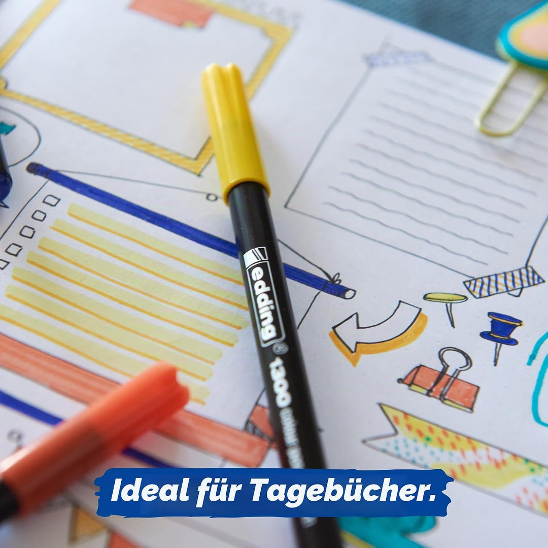 edding 1300 Fasermaler medium - mehrfarbig - 40 Stifte - Rundspitze 2 mm - Filzstift zum Zeichnen un