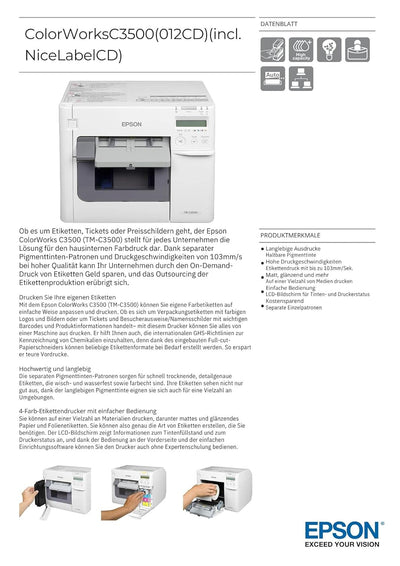 Epson C31CD54012CD "TM C3500" Tintenstrahl Farbe Etikettendrucker, 1