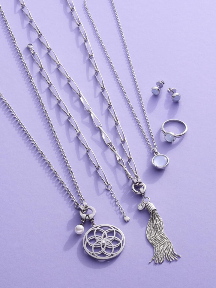 Leonardo Jewels Clip&amp;Mix Paola Halskette aus Edelstahl, klassische silberfarbene Erbskette, mittelll