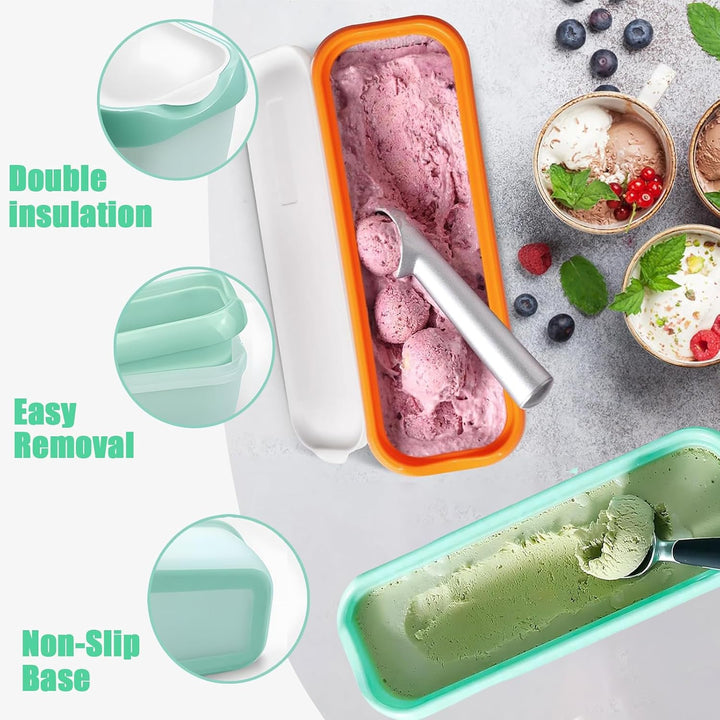 Eisbehälter für Speiseeis, 3er-Set 1.5 L Eiscreme Behälter Wiederverwendbare Hausgemachte Eiscreme-B