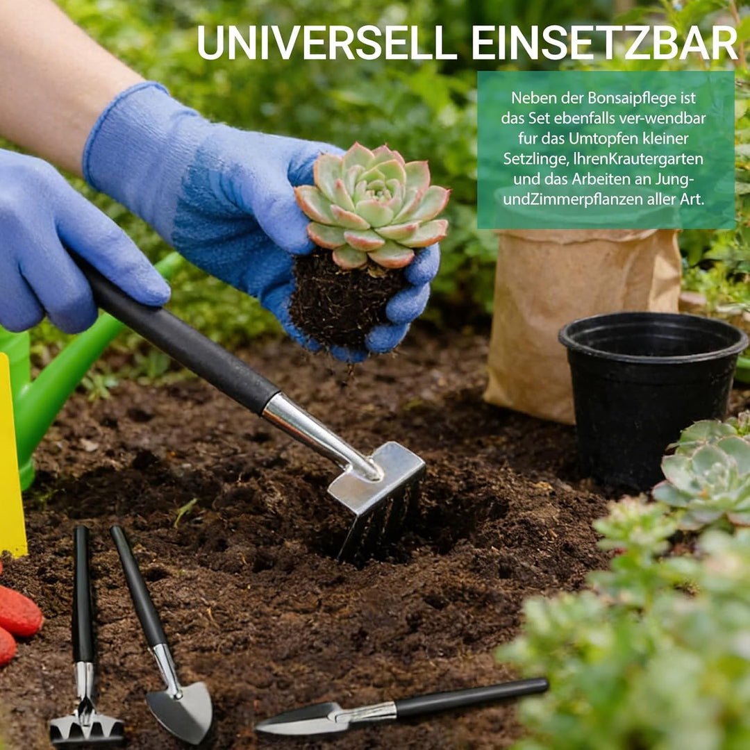 Bonsai Werkzeug Set 18 Stück, Bonsai Starter Kit Garden Tool mit wasserdichte Umtopfmatte & Aufbewah