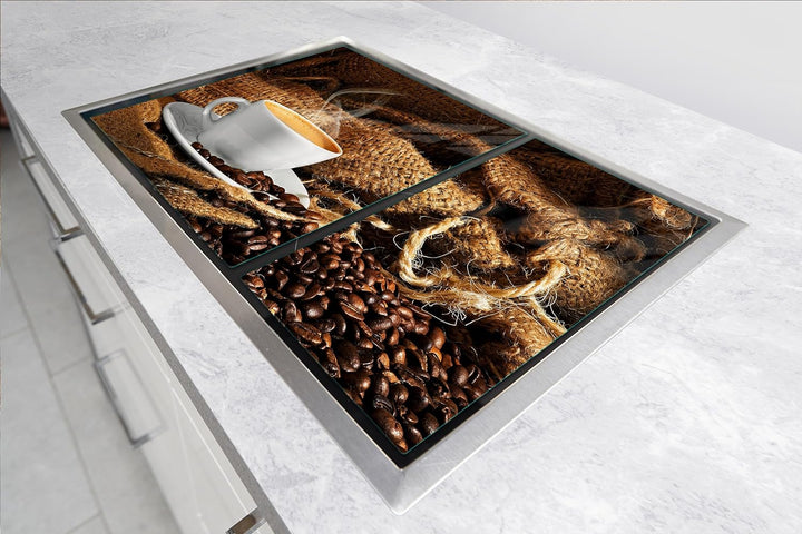 TMK ArtDeko Herdabdeckplatten Set 75x52 cm Ceranfeld Abdeckung Glas Spritzschutz Abdeckplatte Glaspl