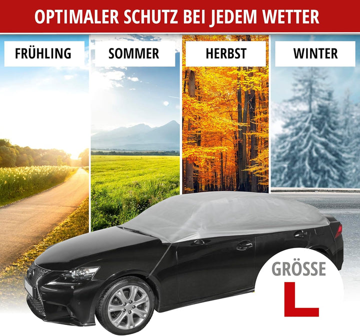 WALSER Autoabdeckung All Weather Light Halbgarage Grösse L hellgrau, wasserdichte Halbgarage, Staubd